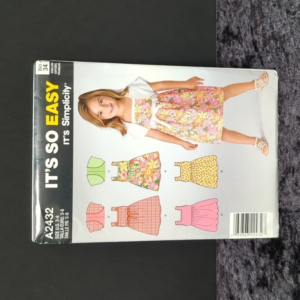 Simplicity A2432 Uncut/Unused Girl's Dress & Shrug Pattern Size 3-8